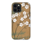 Blossoms from Momoyogusa - Kamisaka Sekka Iphone Case, 12 Pro Max / Matte, Floral-patterned Phone Case White Blossoms Tan Background