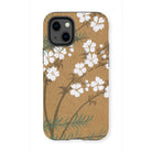 Blossoms from Momoyogusa - Kamisaka Sekka Iphone Case, 13 Mini / Matte, Floral-patterned Iphone Case White Blossoms Tan Background