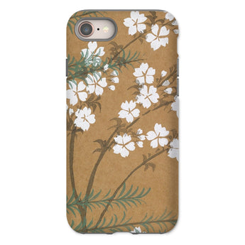 Blossoms from Momoyogusa - Kamisaka Sekka Iphone Case, 8 / Matte, Floral-patterned Phone Case White Blossoms Tan Background