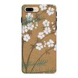 Blossoms from Momoyogusa - Kamisaka Sekka Iphone Case, 8 Plus / Matte, Floral-patterned Phone Case White Blossoms Green Foliage Tan