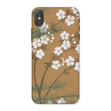 Blossoms from Momoyogusa - Kamisaka Sekka Iphone Case, x / Matte, Floral-patterned Phone Case White Blossoms Tan Background