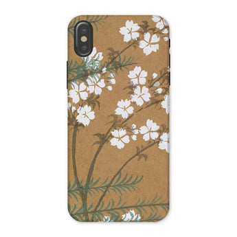 Blossoms from Momoyogusa - Kamisaka Sekka Iphone Case, x / Matte, Floral-patterned Phone Case White Blossoms Tan Background
