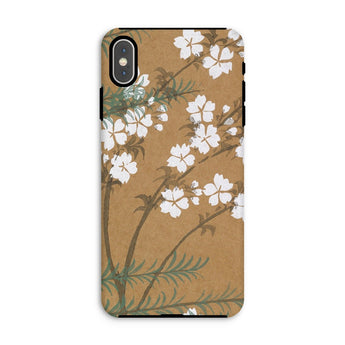 Blossoms from Momoyogusa - Kamisaka Sekka Iphone Case, Xs Max / Matte, Floral-patterned Phone Case White Blossoms Tan Background