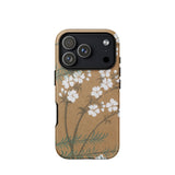 Blossoms from Momoyogusa - Kamisaka Sekka Phone Case Iphone 17 Pro / Matte Brown Floral White Flowers Green Leaves, Timeless Rinpa Artistry
