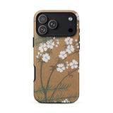 Blossoms from Momoyogusa - Kamisaka Sekka Phone Case Iphone 17 Pro Max / Matte Brown Floral White Flowers Green Leaves, Timeless Rinpa