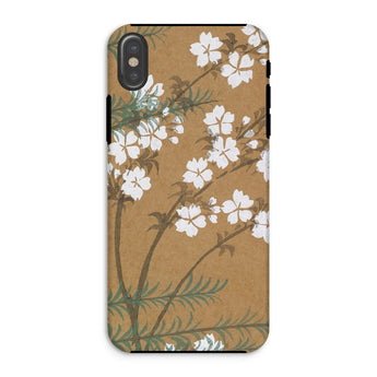Blossoms from Momoyogusa - Kamisaka Sekka Phone Case Iphone Xs / Matte Floral-patterned White Tan Background, Timeless Rinpa Artistry