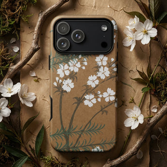 Blossoms from Momoyogusa - Kamisaka Sekka Phone Case Smartphone Delicate White Cherry Blossom Pattern Warm, Iphone, Timeless Rinpa Artistry