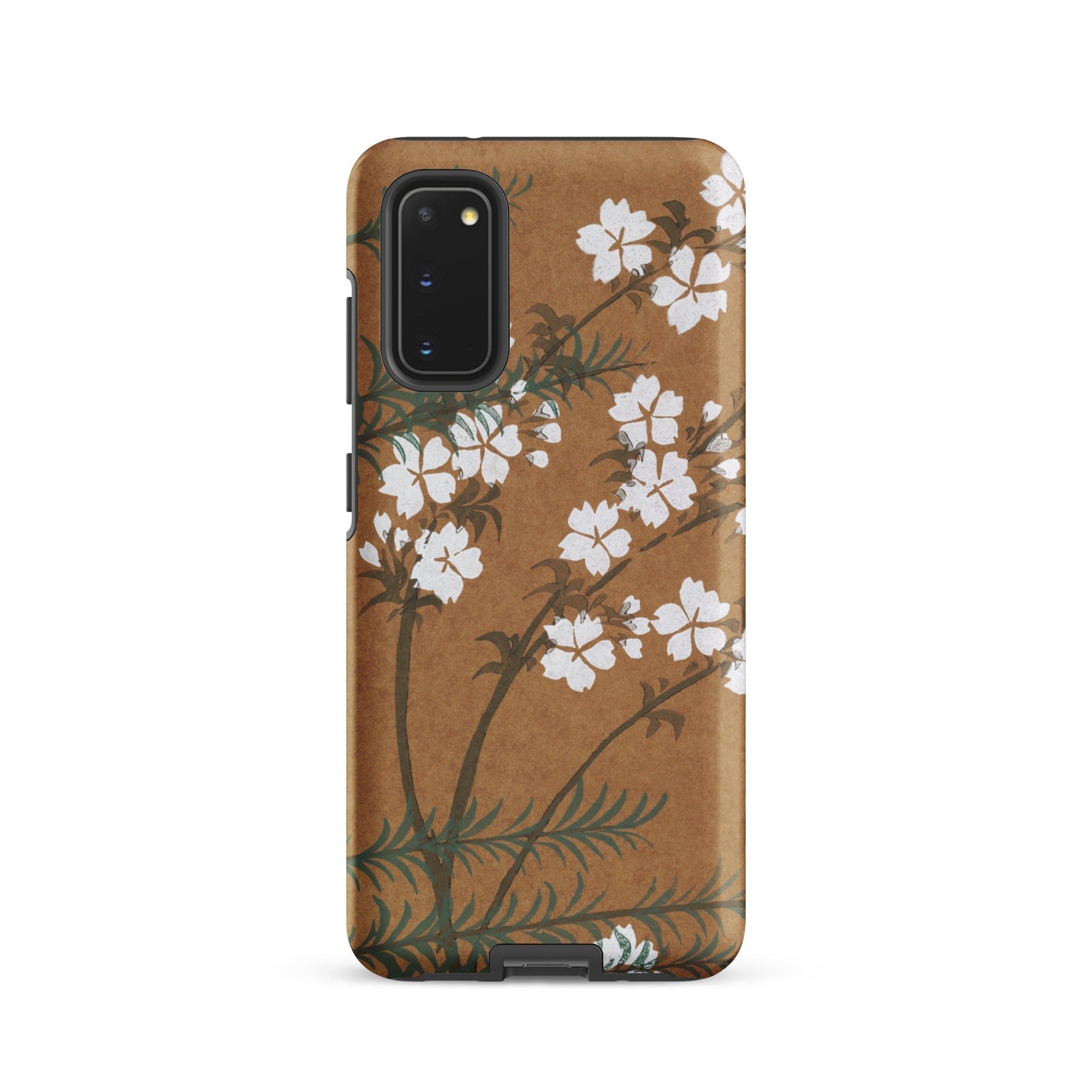 Blossoms from Momoyogusa Kamisaka Sekka Samsung Case, Galaxy S20 / Matte, Brown Phone Case Adorned White Floral Cherry Blossom