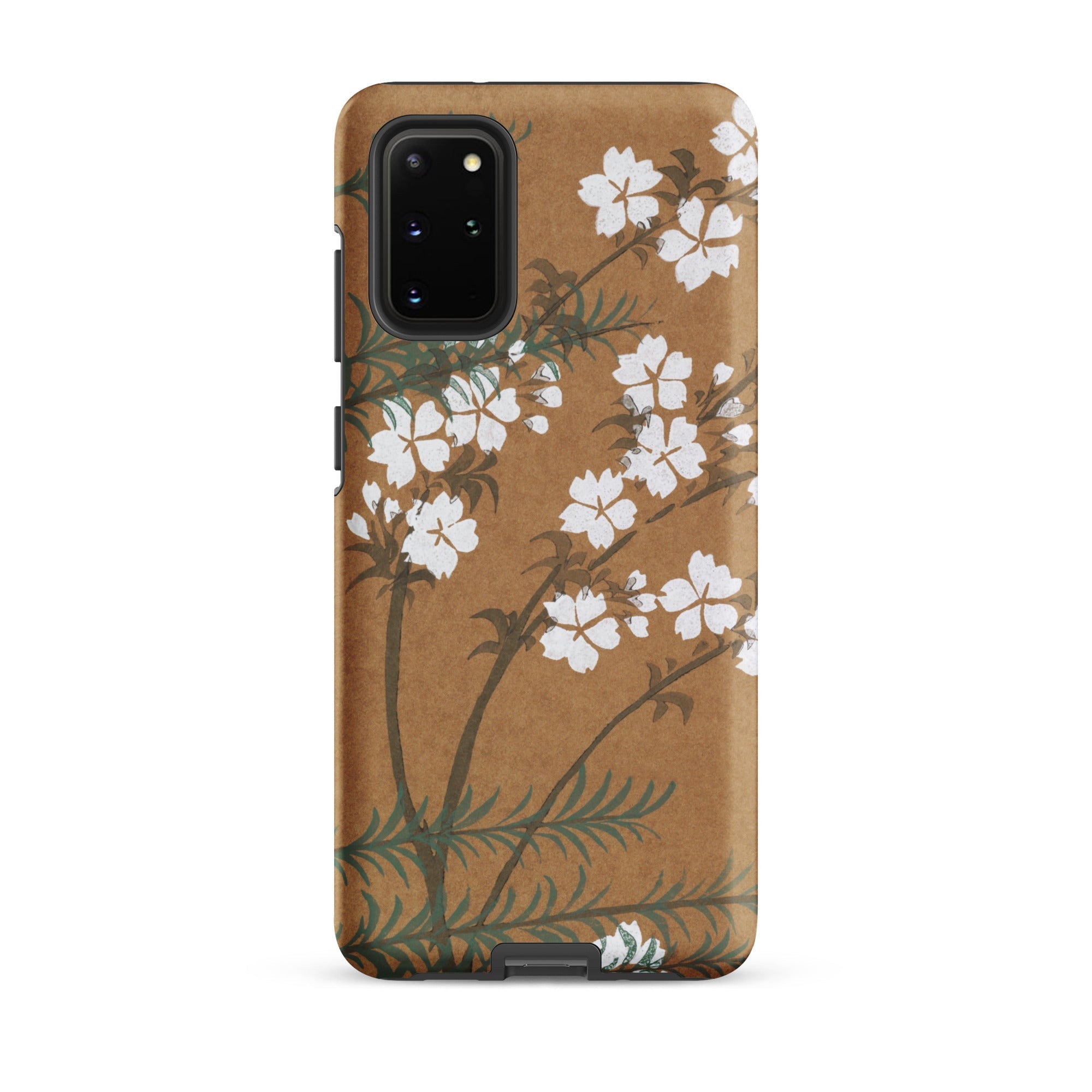 Blossoms from Momoyogusa Kamisaka Sekka Samsung Case, Galaxy S20 Plus / Matte, Smartphone Case White Floral Green Branch Design Brown