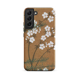 Blossoms from Momoyogusa - Kamisaka Sekka Samsung Case, Galaxy S22 Plus / Matte, Brown Phone Case White Floral Green Leaf Designs