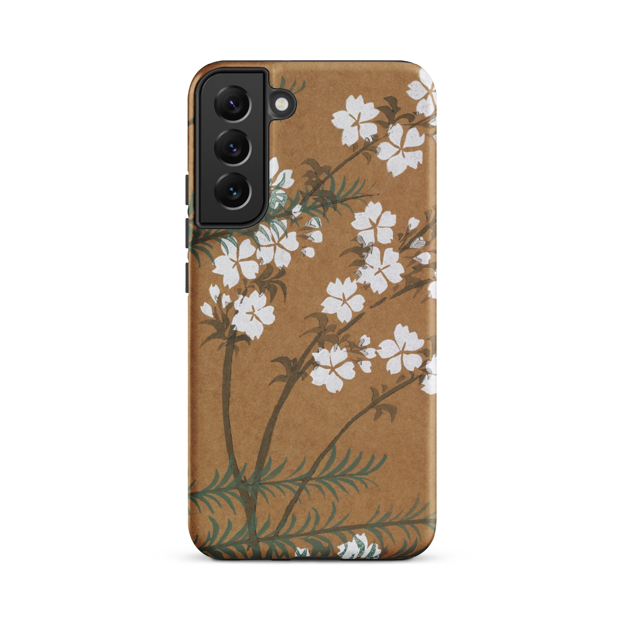 Blossoms from Momoyogusa Kamisaka Sekka Samsung Case, Galaxy S22 Plus / Matte, Brown Phone Case White Floral Green Leaf Designs