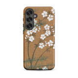 Blossoms from Momoyogusa - Kamisaka Sekka Samsung Case, Galaxy S25 Plus / Matte, Brown Phone Case White Cherry Blossoms Green Branches