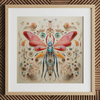 Blue Ball Damselfly - Alien Species Taxonomy Art Print, 12x12’’ / 31x31cm / Natural Frame / 2’’ Matboard, Posters Prints & Visual Artwork,