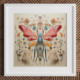 Blue Ball Damselfly - Alien Species Taxonomy Art Print, 12x12’’ / 31x31cm / White Frame / 2’’ Matboard, Posters Prints & Visual Artwork,