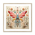 Blue Ball Damselfly Alien Species Taxonomy Art Print, Symmetrical Insect Vibrant Red Wings Blue Green Body Decorated