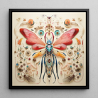 Blue Ball Damselfly Alien Species Taxonomy Framed Canvas, 12x12’’ / 31x31cm / Black Floating Frame, Framed Insect Art