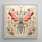 Blue Ball Damselfly - Alien Species Taxonomy Framed Canvas, 12’’x12’’ / White Floating Frame, Intricate Insect Art Vibrant Wings