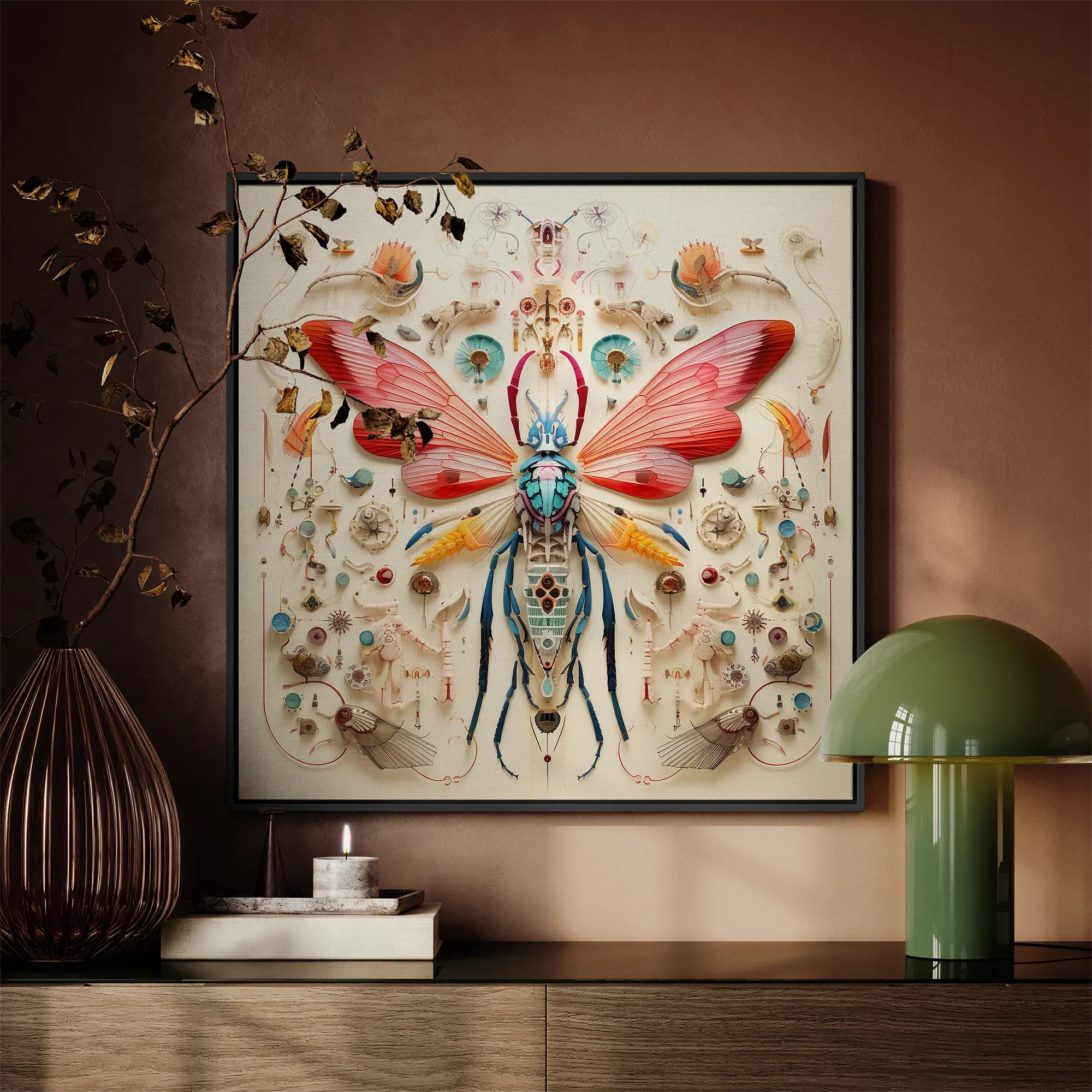 Blue Ball Damselfly - Alien Species Taxonomy Framed Canvas