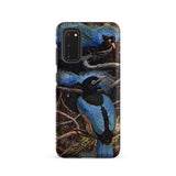 Blue Bird of Paradise - Henry Johnston Phone Case Samsung Galaxy S20 / Matte Detailed Illustration Two Vibrant Black Plumage Unfurls,