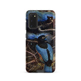 Blue Bird of Paradise - Henry Johnston Samsung Case, Galaxy S20 / Matte, Black Smartphone Case Vibrant Blue Bird Illustration