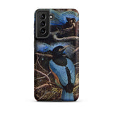Blue Bird of Paradise - Henry Johnston Samsung Case, Galaxy S21 Plus / Matte, Phone Case Artistic Depiction Two Blue Birds Dark