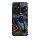 Blue Bird of Paradise Henry Johnston Samsung Case, Galaxy S21 Ultra / Matte, Smartphone Case Illustration Two Blue Black Birds Among