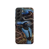Blue Bird of Paradise - Henry Johnston Samsung Case, Galaxy S22 / Matte, Smartphone Case Vibrant Illustration Two Blue Birds Perched