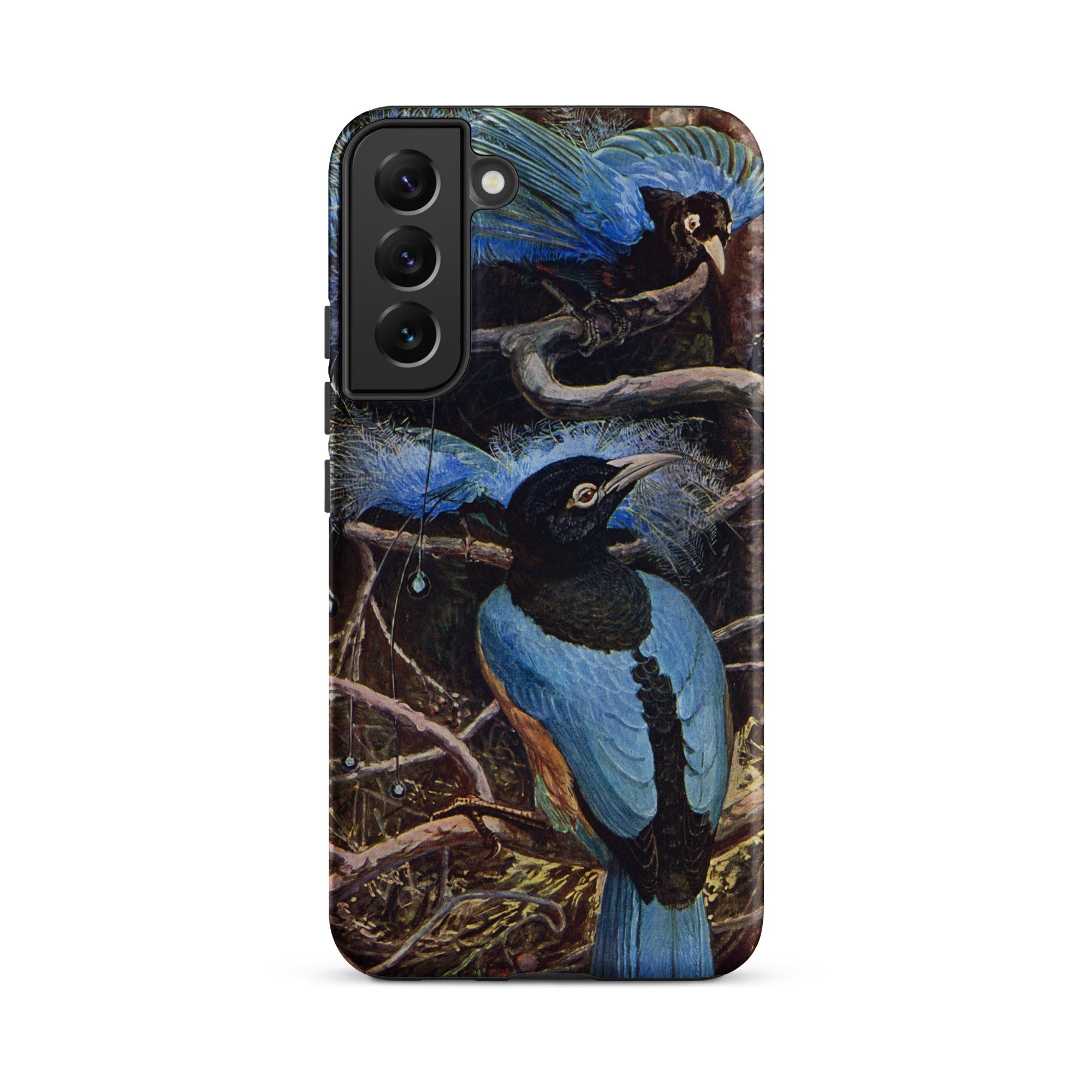 Blue Bird of Paradise Henry Johnston Samsung Case, Galaxy S22 Plus / Matte, Smartphone Case Vibrant Illustration Two Blue Birds Paradise
