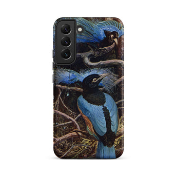 Blue Bird of Paradise - Henry Johnston Samsung Case, Galaxy S22 Plus / Matte, Smartphone Case Vibrant Illustration Two Blue Birds Paradise
