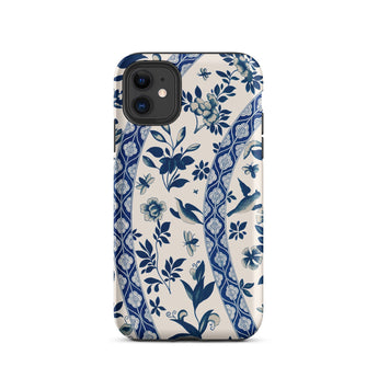 Blue Birds & Florals - Owen Jones Chinoiserie Iphone Case, 11 / Matte, Blue White Floral Patterned Phone Case