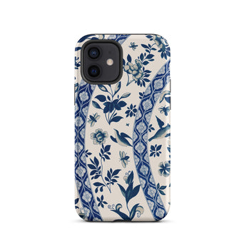 Blue Birds & Florals - Owen Jones Chinoiserie Iphone Case, 12 / Matte, Floral Patterned Phone Case