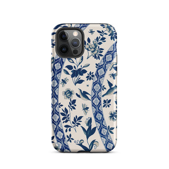 Blue Birds & Florals - Owen Jones Chinoiserie Iphone Case, 12 Pro / Matte, Floral Patterned Phone Case