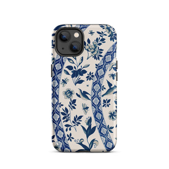 Blue Birds & Florals - Owen Jones Chinoiserie Iphone Case, 13 / Matte, Floral Patterned Phone Case