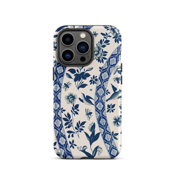 Blue Birds & Florals - Owen Jones Chinoiserie Iphone Case, 13 Pro / Matte, Floral Patterned Phone Case