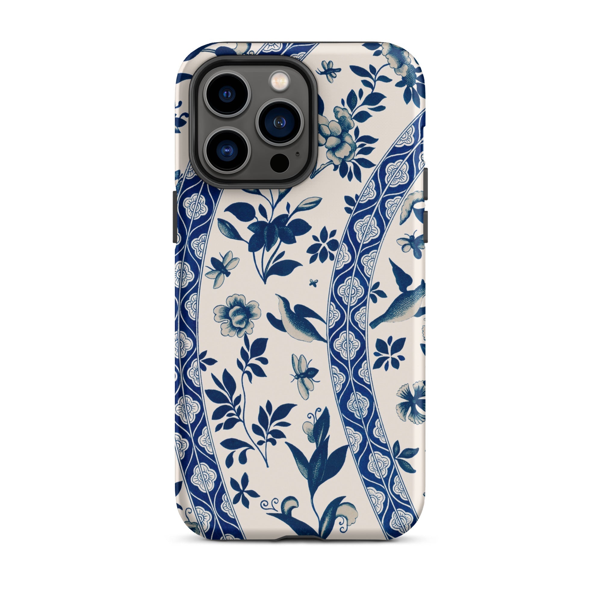 Blue Birds & Florals Owen Jones Chinoiserie Iphone Case, 14 Pro Max / Matte, Blue White Floral Patterned Phone Case