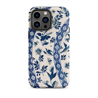 Blue Birds & Florals - Owen Jones Chinoiserie Iphone Case, 14 Pro Max / Matte, Blue White Floral Patterned Phone Case
