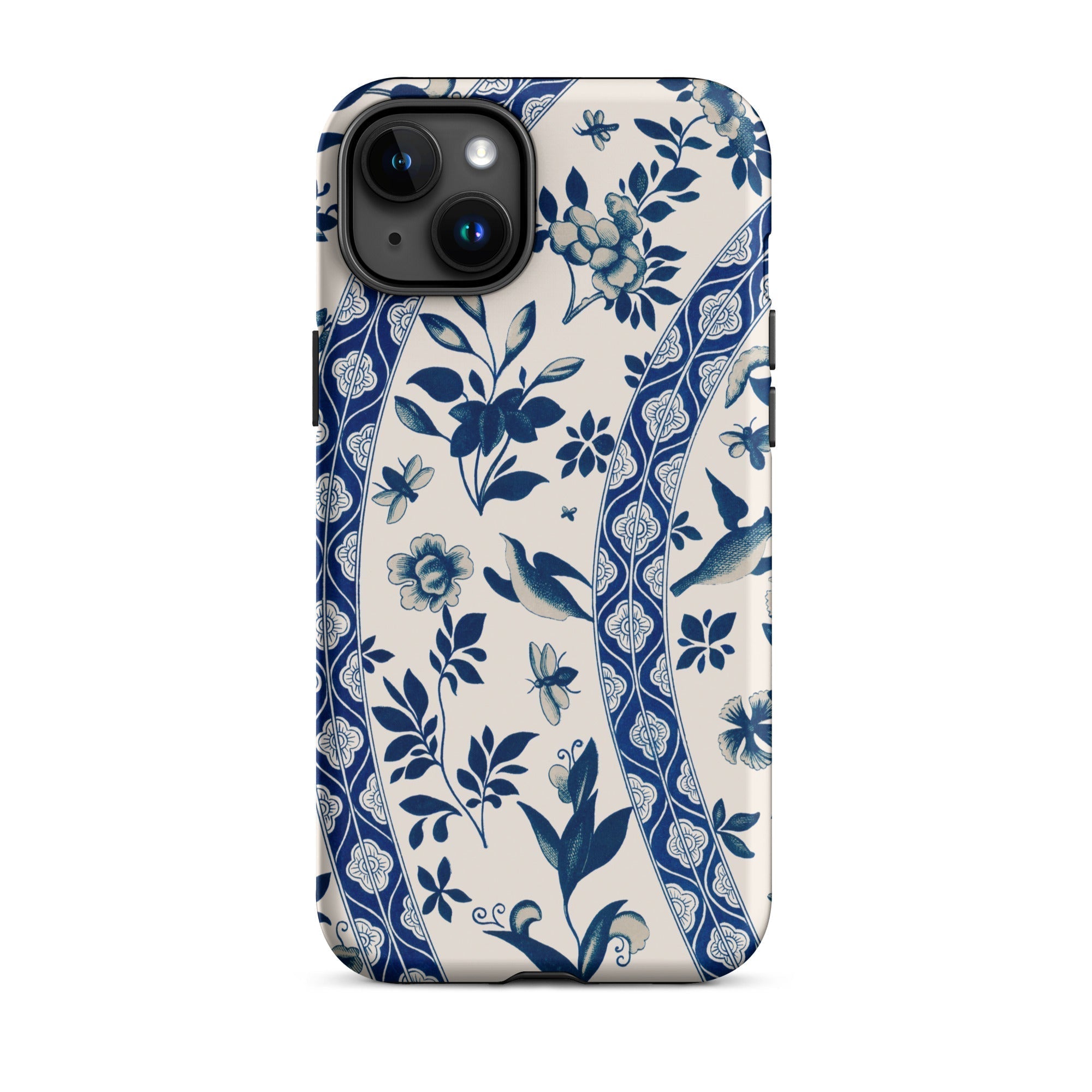 Blue Birds & Florals Owen Jones Chinoiserie Iphone Case, 15 Plus / Matte, Blue White Floral Patterned Phone Case