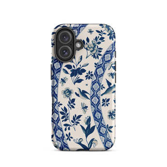 Blue Birds & Florals - Owen Jones Chinoiserie Iphone Case, 16 / Matte, Blue Floral Patterned Phone Case