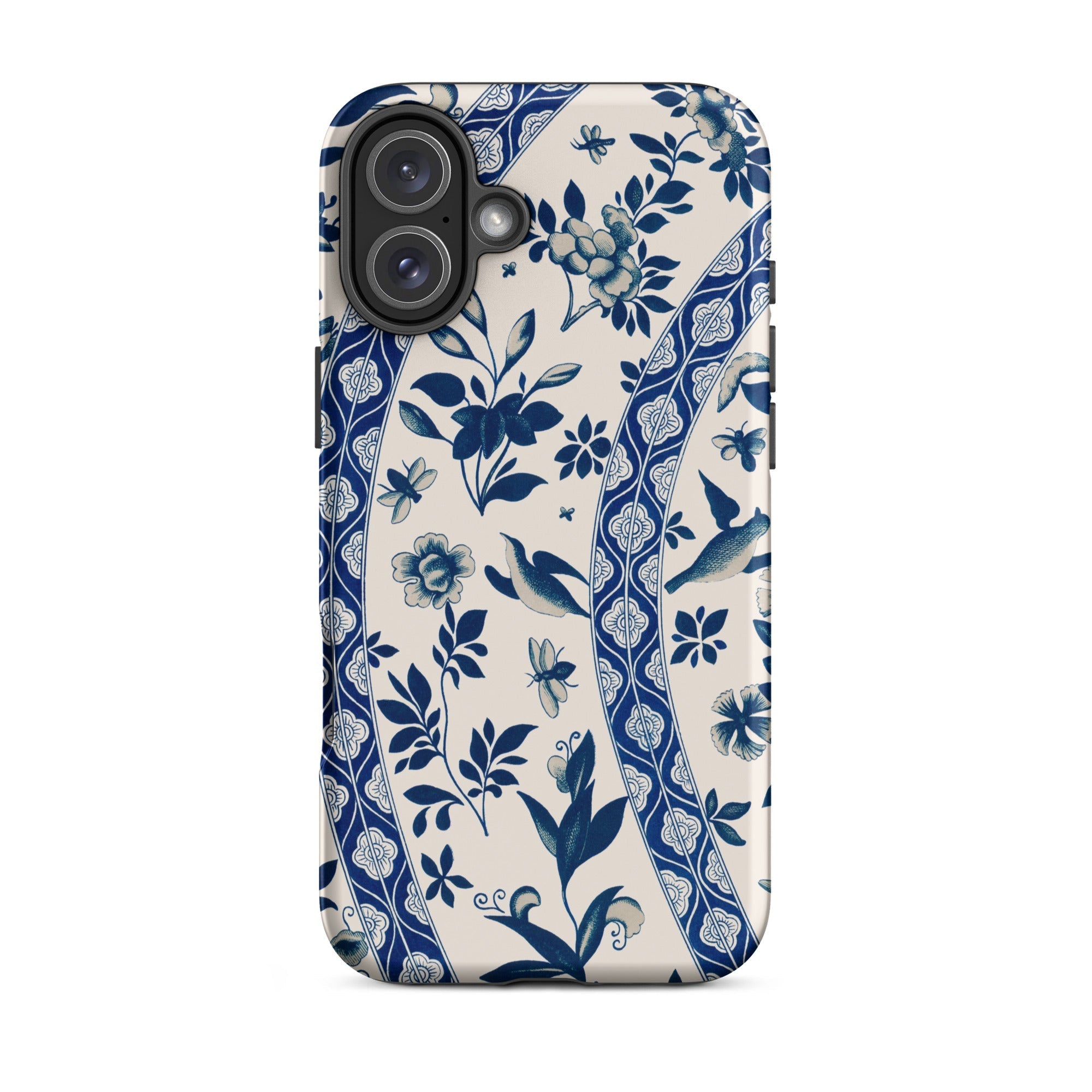 Blue Birds & Florals Owen Jones Chinoiserie Iphone Case, 16 Plus / Matte, Floral Patterned Phone Case