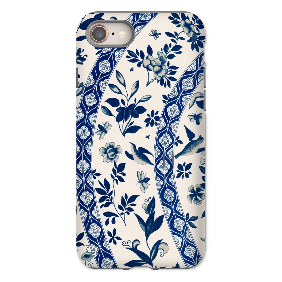 Blue Birds & Florals Owen Jones Chinoiserie Iphone Case, 8 / Matte, Floral Patterned Phone Case Blue White Design Leaves Flowers