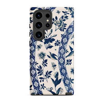 Blue Birds & Florals - Owen Jones Chinoiserie Phone Case Samsung Galaxy S24 Ultra / Matte Blue Cream Floral-patterned Phone Case Intricate