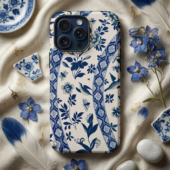 Blue Birds & Florals - Owen Jones Chinoiserie Phone Case Blue White Floral-patterned Phone Case Intricate Designs Birds Owen Jones