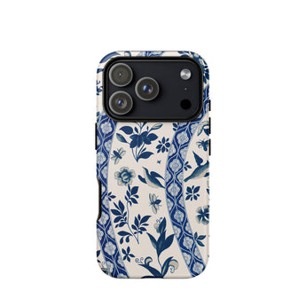 Blue Birds & Florals - Owen Jones Chinoiserie Phone Case Iphone 17 Pro / Matte Blue White Floral Iphone Case Snakeskin Pattern Durable Owen