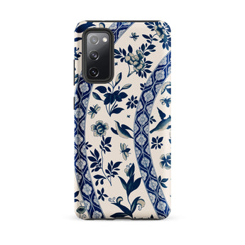 Blue Birds & Florals - Owen Jones Chinoiserie Samsung Case, Galaxy S20 Fe / Matte, White Smartphone Case Blue Floral Bird Pattern