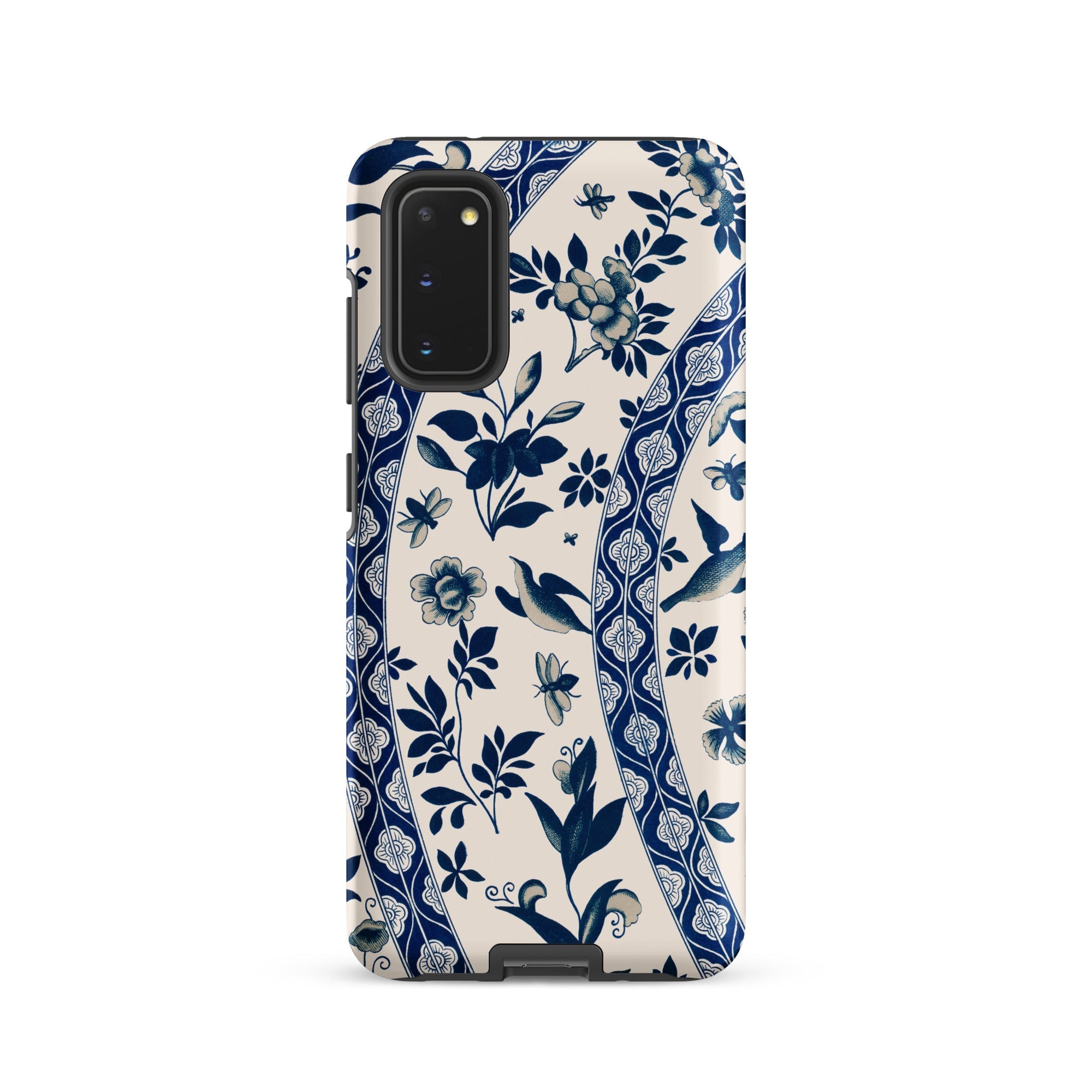 Blue Birds & Florals Owen Jones Chinoiserie Samsung Case, Galaxy S20 / Matte, White Blue Floral Patterned Smartphone Case