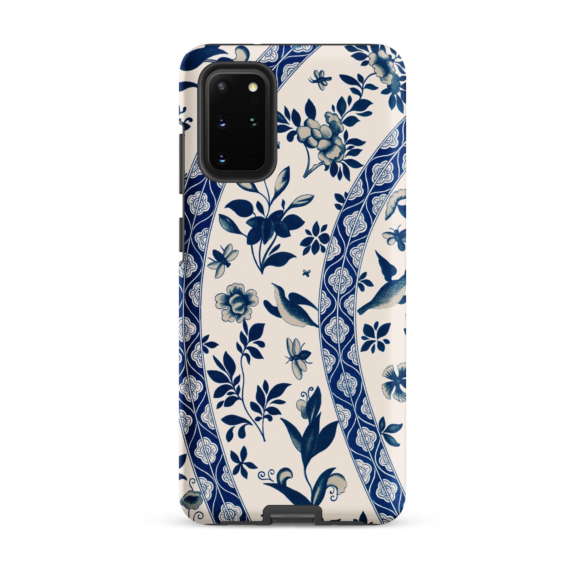 Blue Birds & Florals Owen Jones Chinoiserie Samsung Case, Galaxy S20 Plus / Matte, White Blue Floral Patterned Phone Case