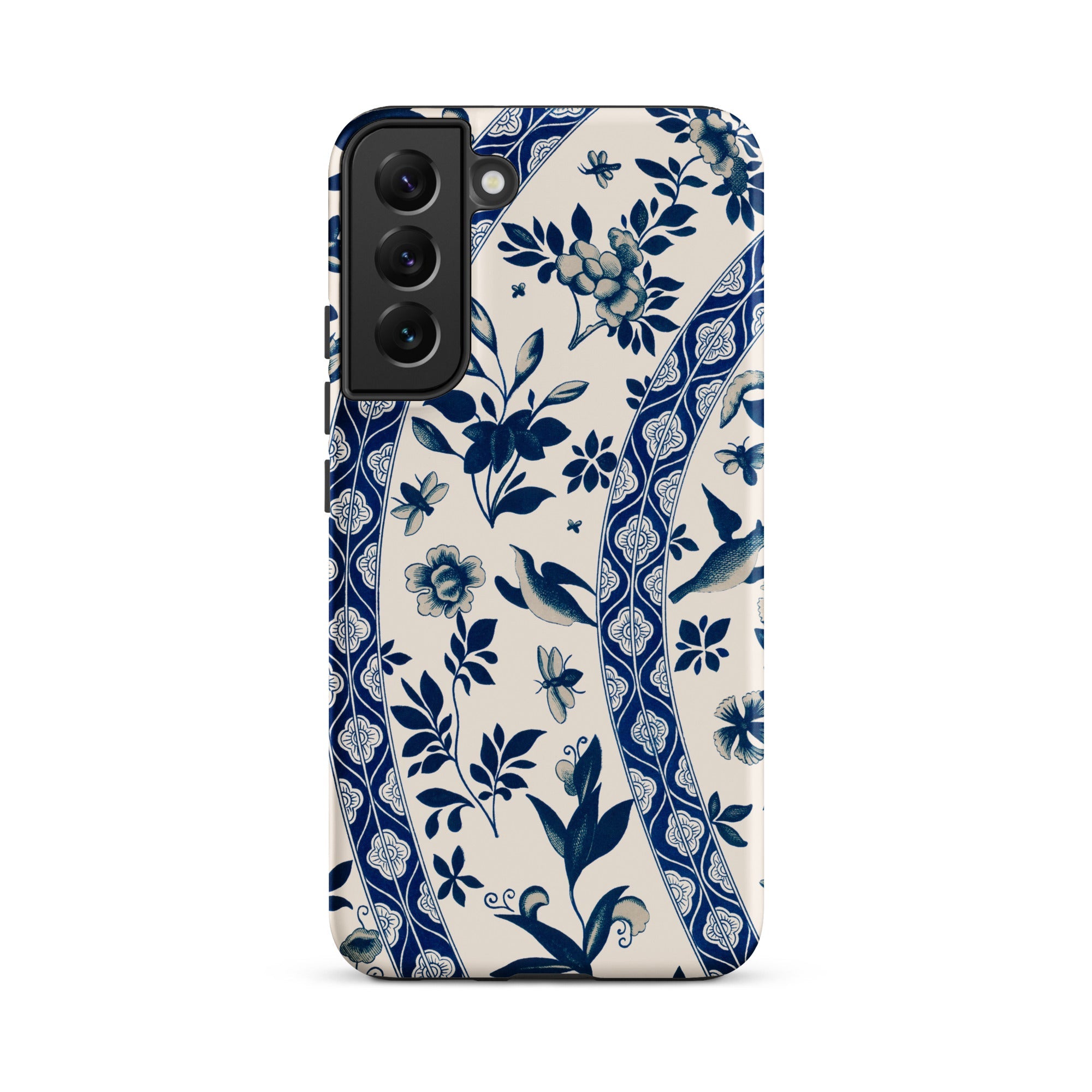 Blue Birds & Florals Owen Jones Chinoiserie Samsung Case, Galaxy S22 Plus / Matte, Smartphone Case Blue White Floral Bird Pattern