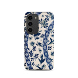 Blue Birds & Florals - Owen Jones Chinoiserie Samsung Case, Galaxy S23 / Matte, Smartphone Case Blue White Floral Bird Pattern