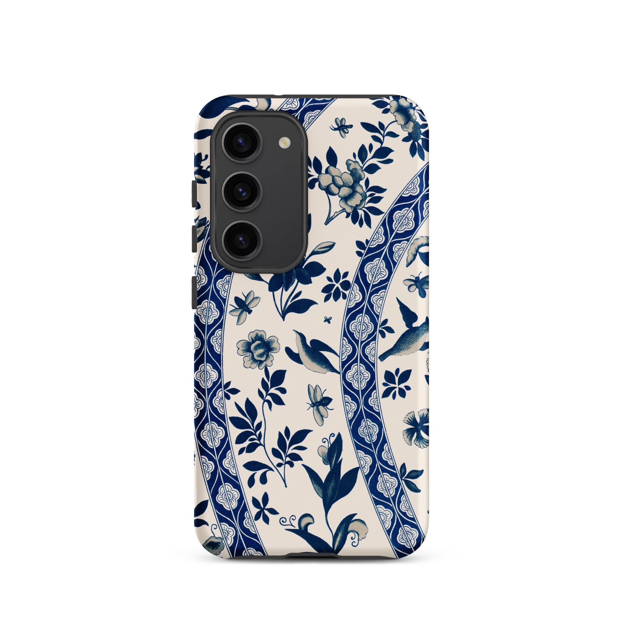 Blue Birds & Florals Owen Jones Chinoiserie Samsung Case, Galaxy S23 / Matte, Smartphone Case Blue White Floral Bird Pattern