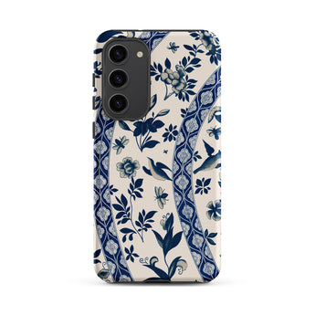 Blue Birds & Florals - Owen Jones Chinoiserie Samsung Case, Galaxy S23 Plus / Matte, Phone Case Blue White Floral Bird Pattern